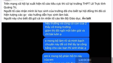Kiểm tra thông tin phản ánh tiêu cực tại điểm thi ở Quảng Trị