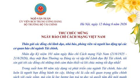 Bộ trưởng Bộ Tài chính gửi thư chúc mừng Ngày Báo chí Cách mạng Việt Nam