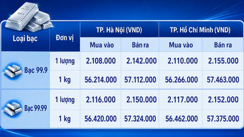 Giá bạc hôm nay 12/8/2026: Đảo chiều tăng