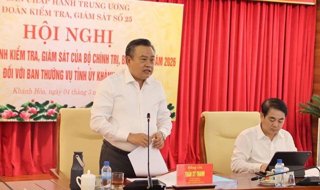 Đoàn kiểm tra của Bộ Chính trị, Ban Bí thư làm việc với Ban Thường vụ Tỉnh ủy Khánh Hòa