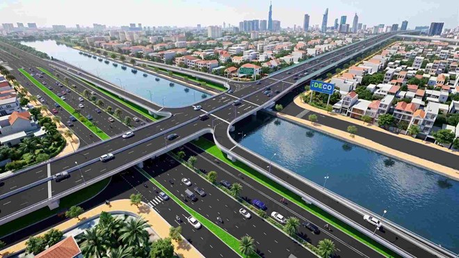 Phối cảnh đường trên cao 4 - 6 làn nối trung tâm TPHCM với khu Nam