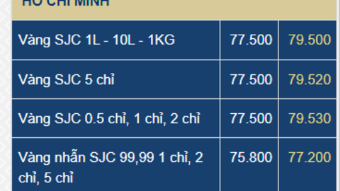 Giá vàng SJC, giá vàng nhẫn hôm nay ngày 24/7