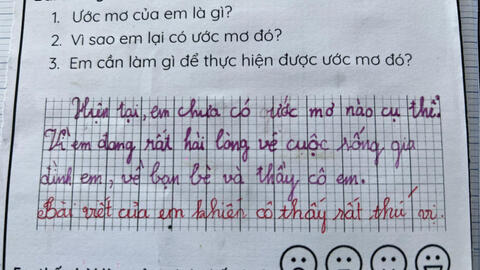 Học sinh tiểu học viết 2 câu về ước mơ khiến cô giáo phải phê "rất thú vị", cư dân mạng ào ào vào "xin vía"