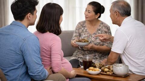 Vợ chồng trẻ áp lực khi ông bà chăm mẹ bầu theo kinh nghiệm cũ