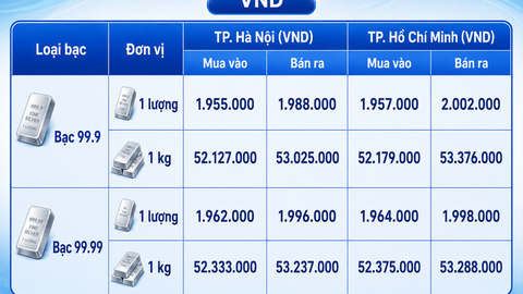 Giá bạc hôm nay 5/8/2026: Bật tăng trở lại