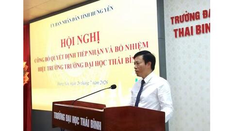 Tiếp nhận và bổ nhiệm PGS.TS Phạm Quốc Thành làm Hiệu trưởng Trường ĐH Thái Bình