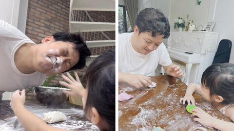 Trường Giang cùng con thực hành một hoạt động khiến Nhã Phương phải than "bất ổn", thực tế lại giúp trẻ phát triển trí não cực tốt