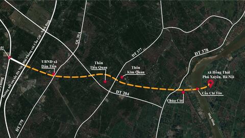 Khu vực sẽ làm đường cao tốc giáp Hà Nội, kết nối với cây cầu mới vượt sông Hồng