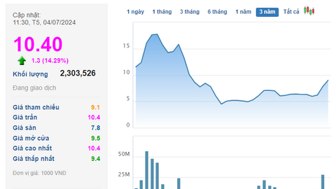 Cổ phiếu "ông lớn" ngành thép bất ngờ bùng nổ thanh khoản, giá tăng phi mã phá đỉnh 2 năm, nhận tiền cổ tức "khủng" từ công ty con hơn lợi nhuận cả quý