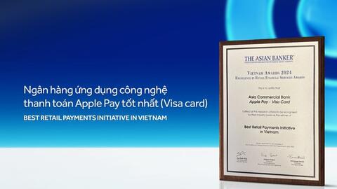 ACB: Ngân hàng ứng dụng công nghệ thanh toán Apple Pay tốt nhất