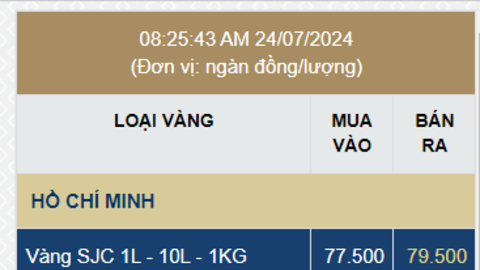 Giá vàng SJC, giá vàng nhẫn hôm nay ngày 24/7