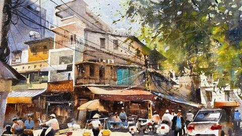 50 tác phẩm màu nước đặc sắc trưng bày tại "Hà Nội trong tôi"