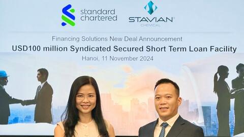 Standard Chartered thu xếp khoản vay hợp vốn trị giá 100 triệu USD cho Stavian Hoá chất