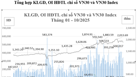 Thị trường chứng khoán phái sinh tháng 10/2025: Tín hiệu tích cực từ thanh khoản và sản phẩm mới VN100