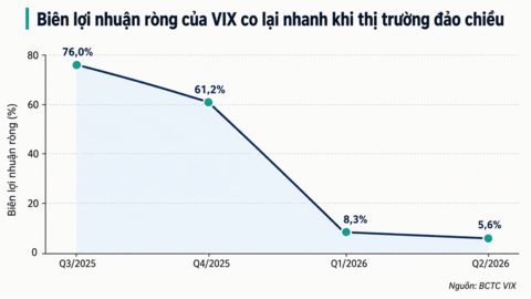6 tháng, lợi nhuận Chứng khoán VIX giảm 89% dù doanh thu margin tăng mạnh