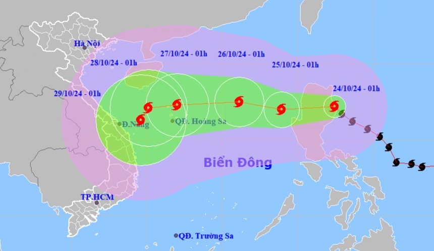 Bão Trà Mi tăng cấp với đường đi kỳ dị, 2 kịch bản xảy ra khi vào vùng biển nước ta- Ảnh 1.