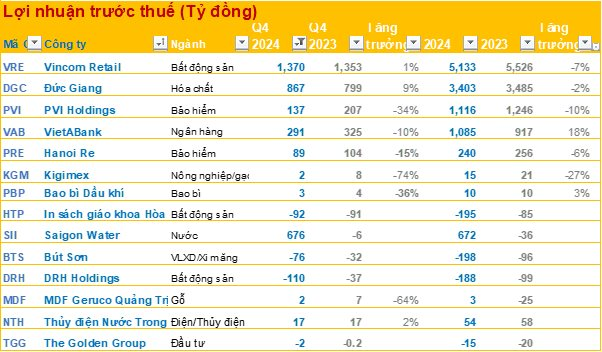 Cập nhật BCTC quý 4/2024 chiều ngày 23/1: Vincom Retail, Đức Giang, ... công bố, công ty bất động sản báo lỗ trăm tỷ- Ảnh 1.