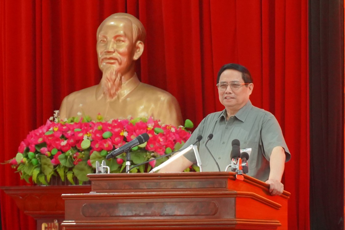 Thủ tướng Phạm Minh Chính phát biểu tại hội nghị. Ảnh: Tạ Quang