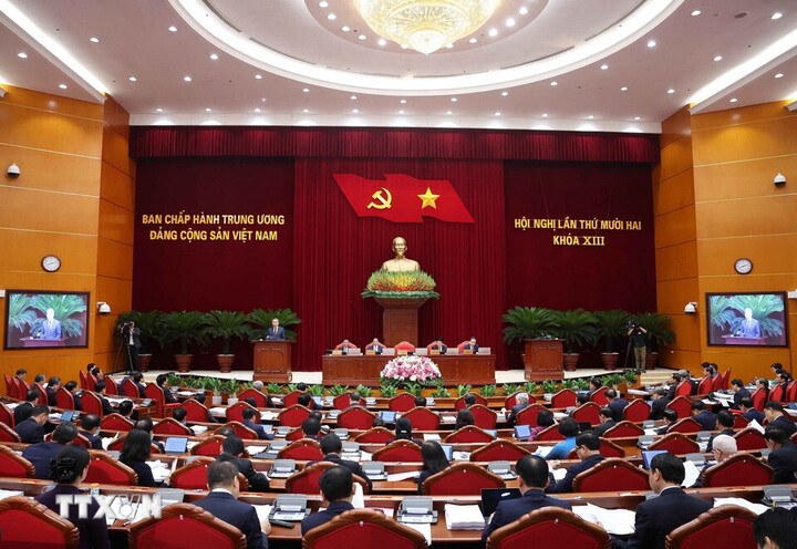 Hội nghị Trung ương 12 khoá XIII. Ảnh: TTXVN
