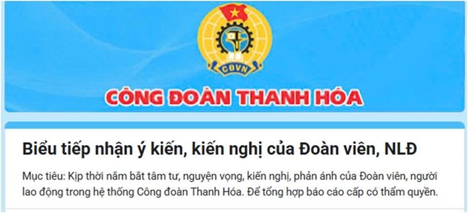 LĐLĐ tỉnh Thanh Hóa triển khai ứng dụng tiếp nhận ý kiến người lao động