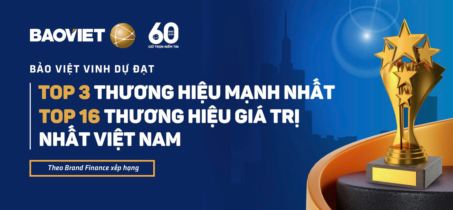 Bảo Việt Top 3 thương hiệu mạnh và Top 16 thương hiệu giá trị nhất Việt Nam.