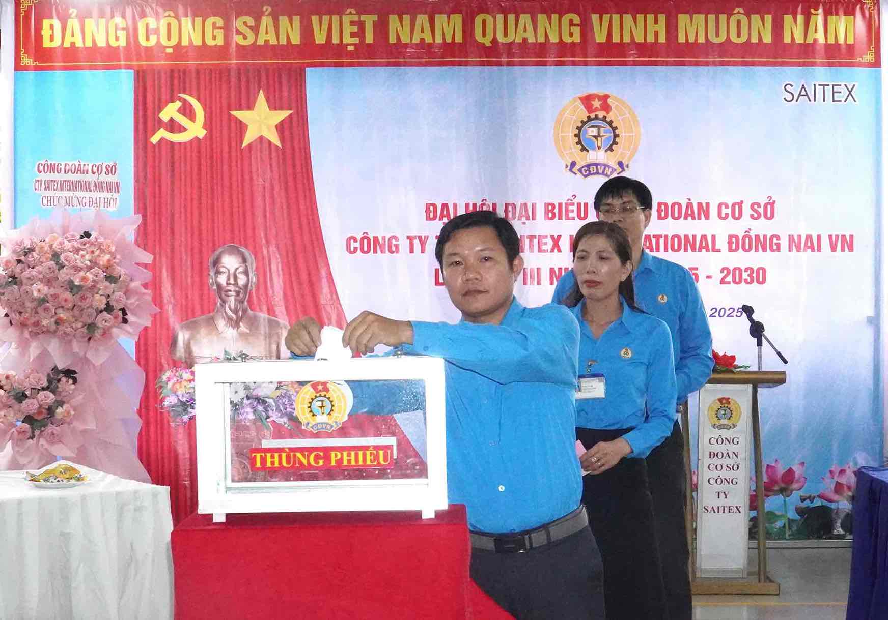 Đại hội bầu Ban chấp hành Công đoàn cơ sở Công ty TNHH Saitex International Đồng Nai lần thứ III, nhiệm kỳ 2025 - 2030. Ảnh: HAC