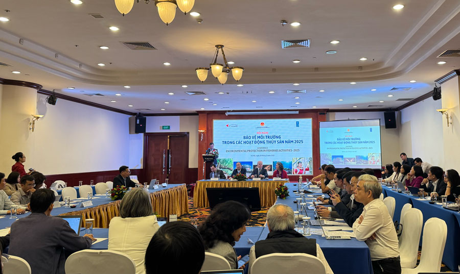 Toàn cảnh Hội nghị về Bảo vệ môi trường trong các hoạt động thủy sản năm 2025. Ảnh: Thùy Linh.
