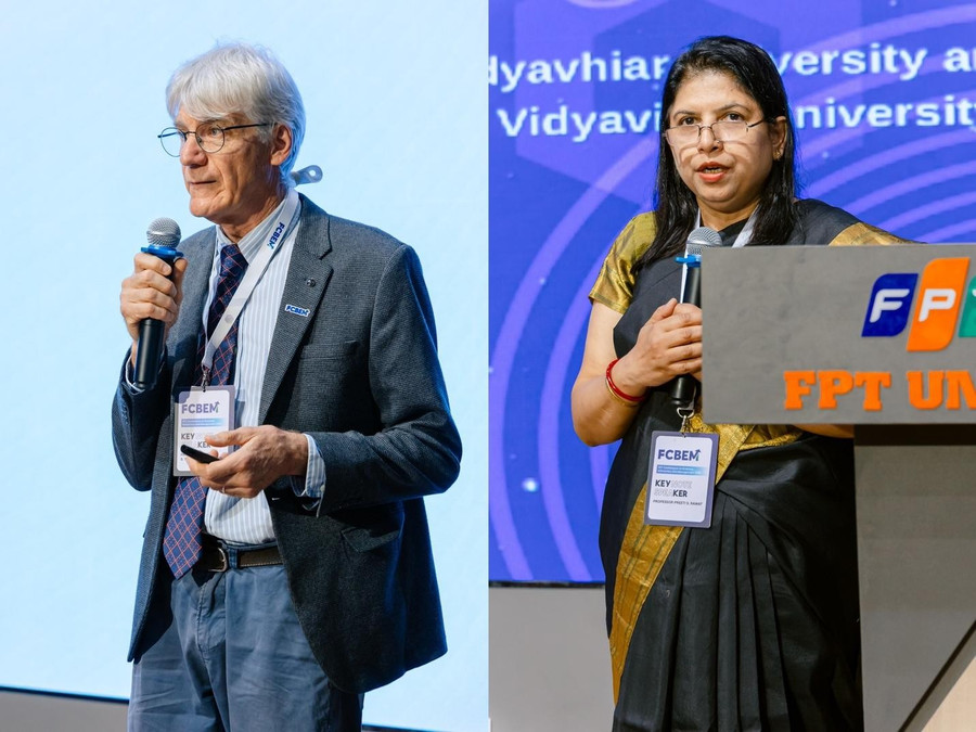 Giáo sư Russell G. Thompson (Trường ĐH Melbourne, Úc) và GS. Preeti S. Rawat (Somaiya Vidyavihar University, Ấn Độ) chia sẻ nghiên cứu tại FCBEM 2025. image005.jpg