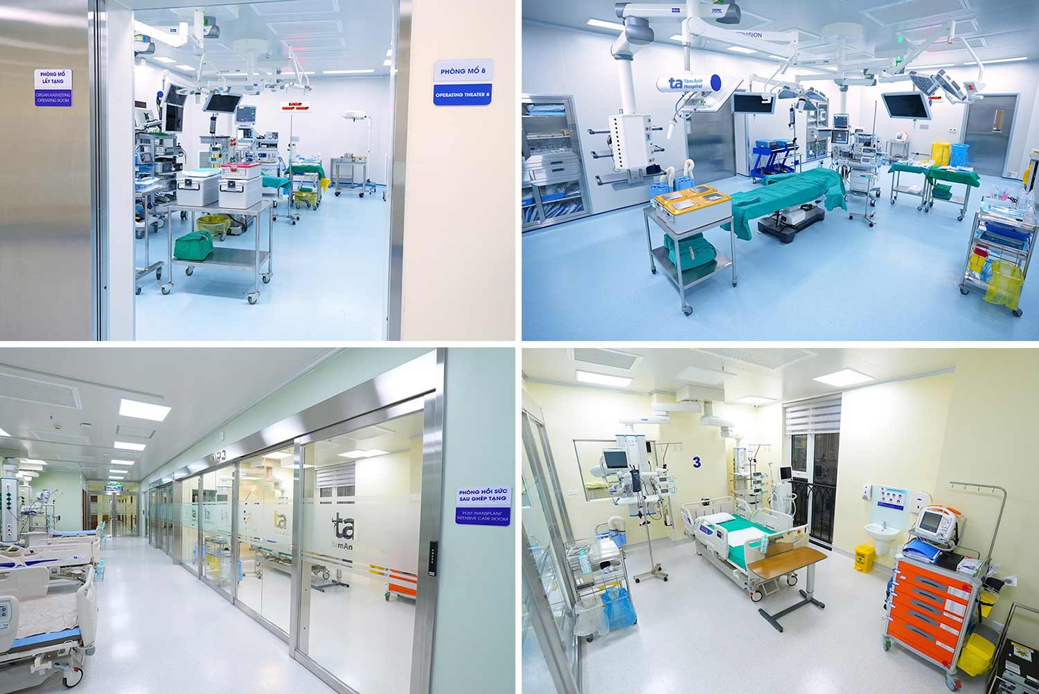 Phòng mổ và khu hồi sức sau mổ tại BVĐK Tâm Anh được đầu tư đồng bộ, bảo đảm tiêu chuẩn vô khuẩn và hồi sức cho các kỹ thuật phẫu thuật chuyên sâu, trong đó có ghép tạng. Ảnh: BVĐK Tâm Anh