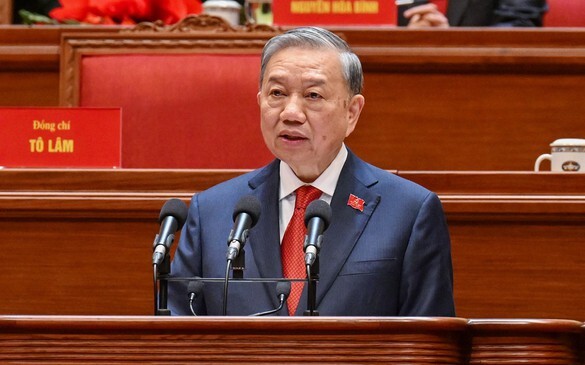 Đồng chí Tô Lâm - Tổng Bí thư Ban Chấp hành Đảng Cộng sản Việt Nam đọc Diễn văn bế mạc Đại hội đại biểu toàn quốc lần thứ XIV của Đảng.