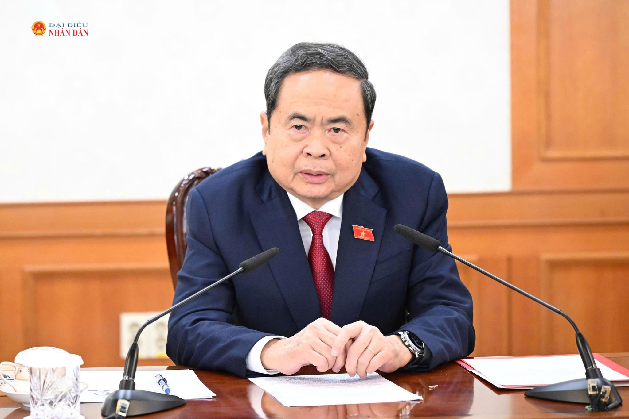 Chủ tịch Quốc hội Trần Thanh Mẫn phát biểu tại cuộc hội kiến